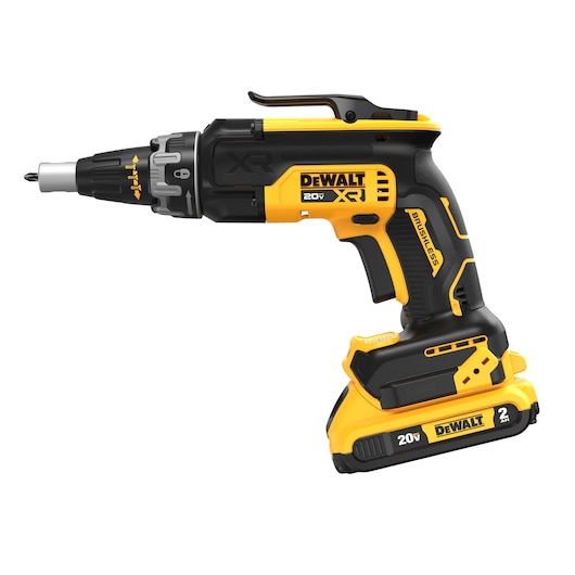 Side view of the 20V MAX* XR® Brushless Drywall Screwgun with 4.0Ah Battery