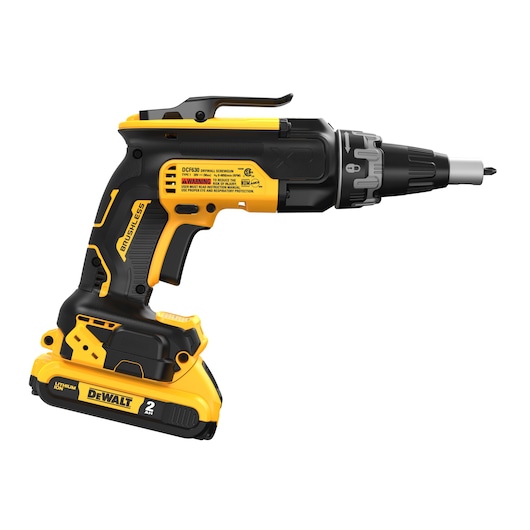 Side view of the 20V MAX* XR® Brushless Drywall Screwgun with 2.0Ah Battery