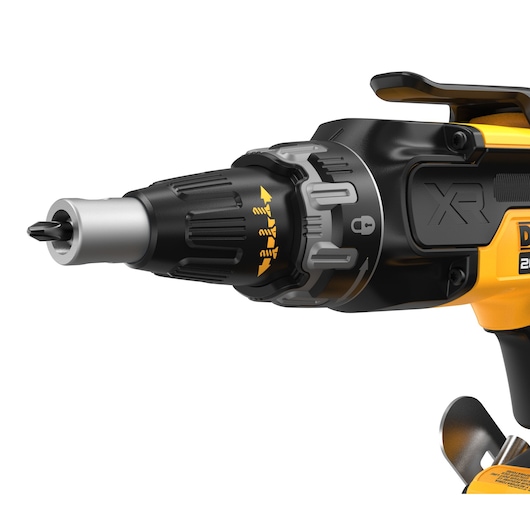 Close up of 20V MAX XR(®) Brushless Drywall Screwgun nose cone