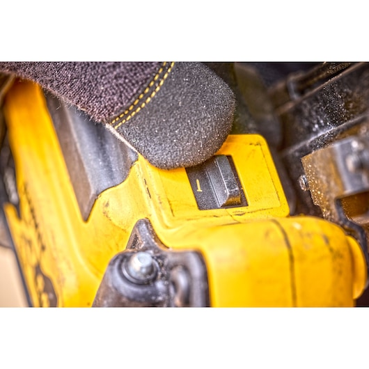 Close view of the firing mode switch on a DCN930 18V XR Brushless framing nailer 
