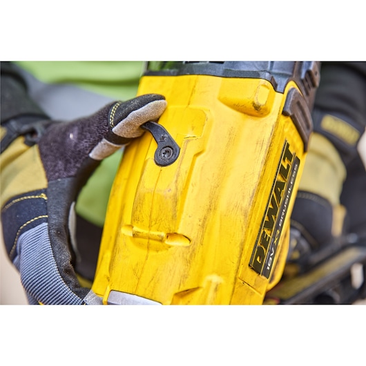 Close view of switch on a DCN930 18V XR Brushless framing nailer 