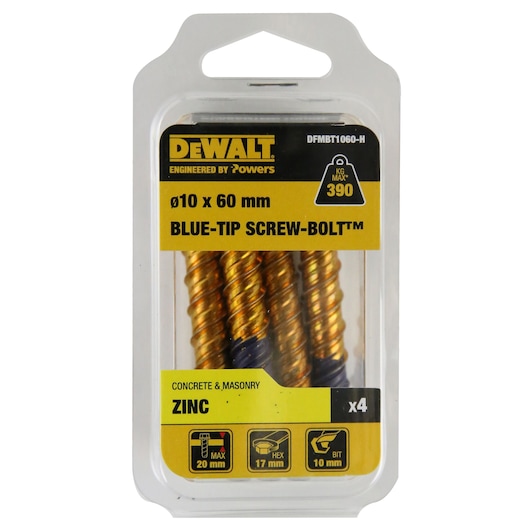 BLUE-TIP SCREW-BOLT™ ZINC HEX HEAD Ø10 x 60 HANG