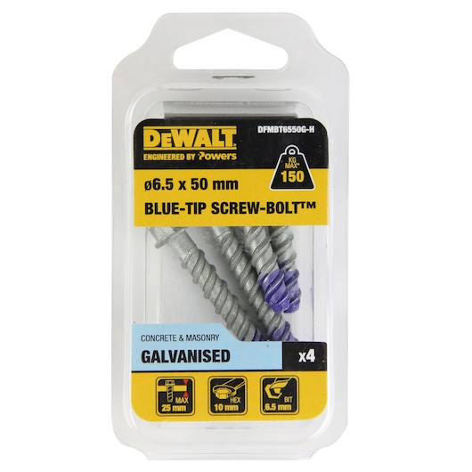 BLUE-TIP SCREW-BOLT™ GAL HEX HEAD Ø6.5 (50 PK/HANG)