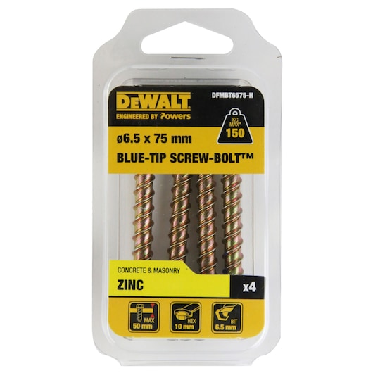 BLUE-TIP SCREW-BOLT™ ZINC HEX HEAD (Ø6.5 x 75 HANG)