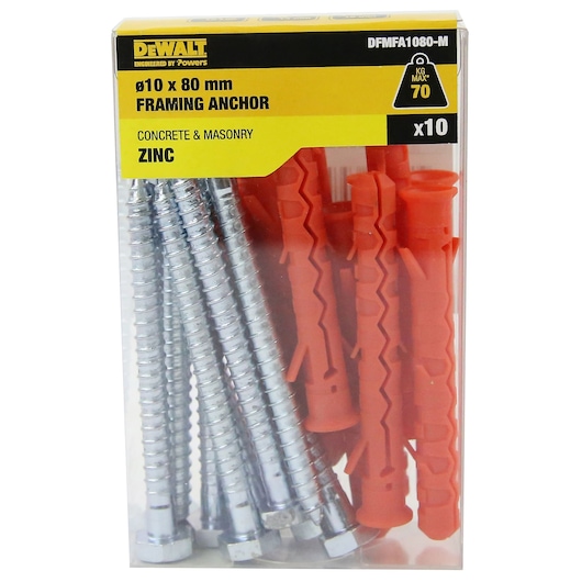 FRAME PLUG NYLON / ZINC CLEAR HEX HEAD (Ø10 x 80 MID)