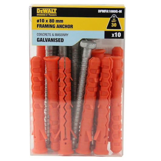 FRAME PLUG NYLON / ZINC CLEAR HEX HEAD (Ø10 x 80 MID)