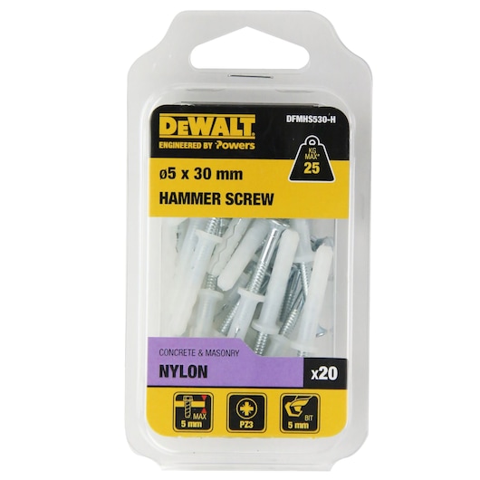 HAMMER SCREW NYLON / ZINC CLEAR CSK HEAD Ø5 x 30 HANG