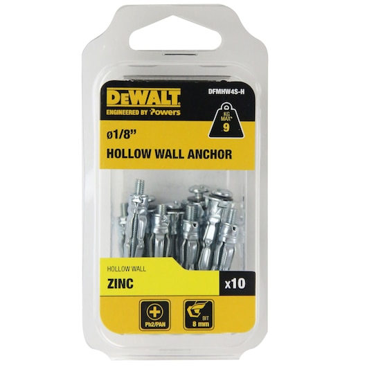 HOLLOW WALL ANCHOR ZINC (Ø1/8" x 3-12 HANG)