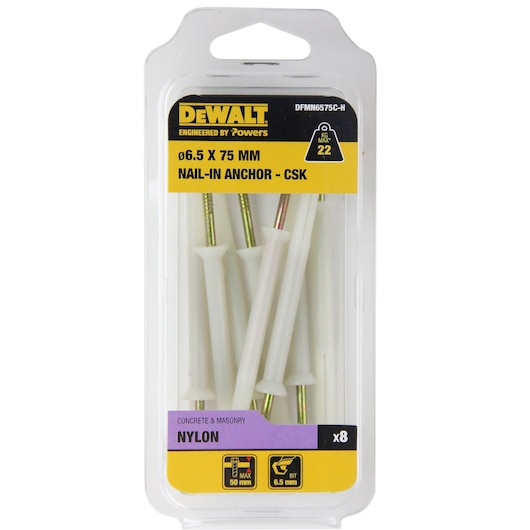 NAILIN® ANCHOR NYLON / ZINC YELLOW CSK HEAD (Ø6.5 x 75 HANG)
