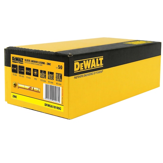 SLEEVE ANCHOR ZINC YELLOW CSK HEAD (Ø10 x 100 BULK)