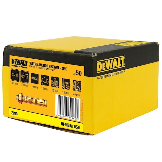 SLEEVE ANCHOR ZINC YELLOW HEX HEAD (Ø10 x 50 BULK)