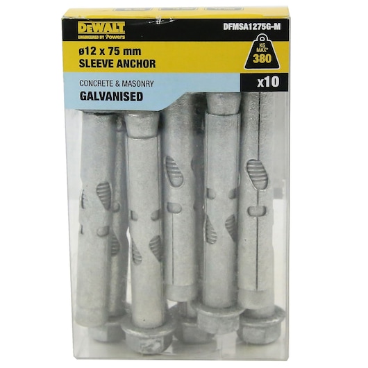 SLEEVE ANCHOR GAL HEX HEAD (Ø12 x 75 MID)