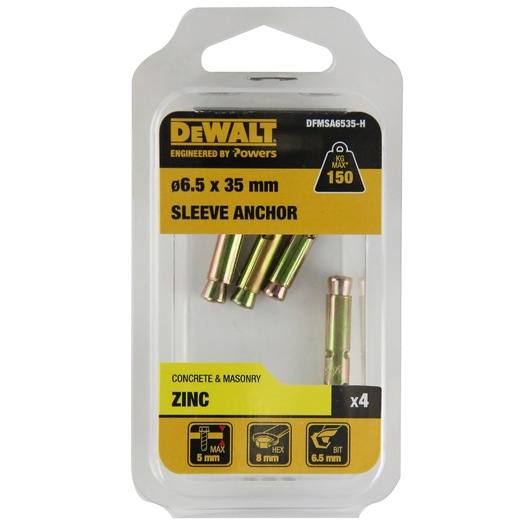 SLEEVE ANCHOR ZINC YELLOW HEX HEAD (Ø6.5 x 35 HANG)