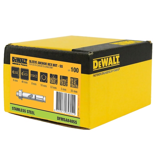 SLEEVE ANCHOR 316 S/S HEX HEAD (Ø8 x 40 BULK)