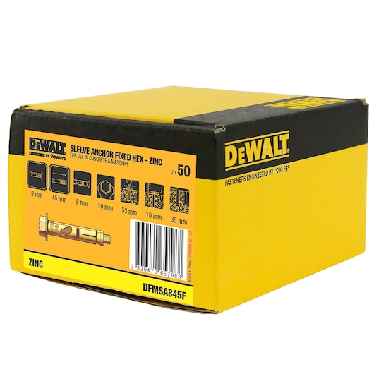 SLEEVE ANCHOR ZINC YELLOW FIXED HEAD (Ø8 x 45 BULK)