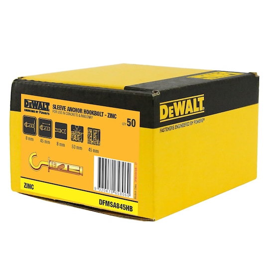 SLEEVE ANCHOR ZINC YELLOW HOOK BOLT (Ø8 x 45 HANG)