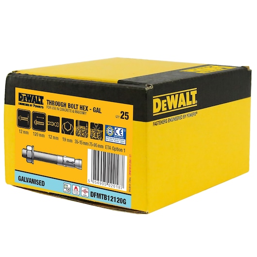 PTB THROUGH BOLT GAL HEX NUT M12 x 120 BULK