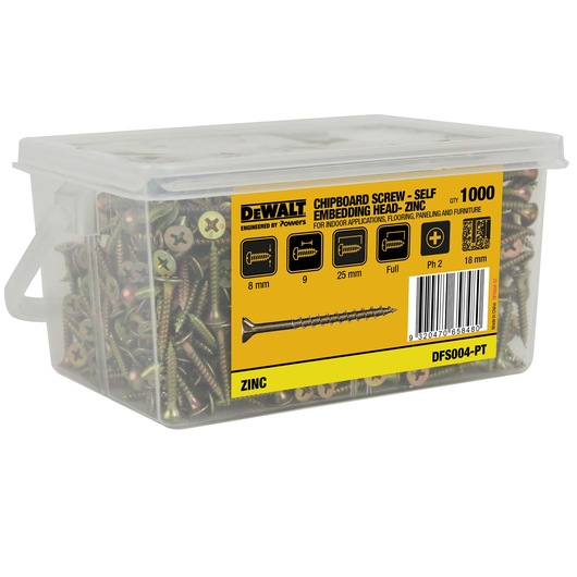 CHIPBOARD ZINC YELLOW SELF EMBEDDING HEAD (Ø8 x 25 BULK TUB)