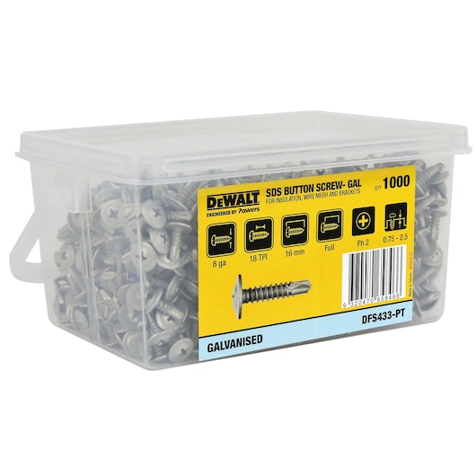 METAL SELF DRILLING CLASS 3 BUTTON HEAD (Ø8 x 16 BULK TUB)