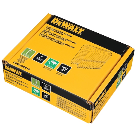 profile of Galvanized Barbed Fencing Staples packaged.