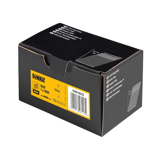 3/4 view box of 63mm 16GA 20° galvanised finish nails