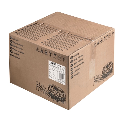 3/4 view box of 55mm galvanised coil nails