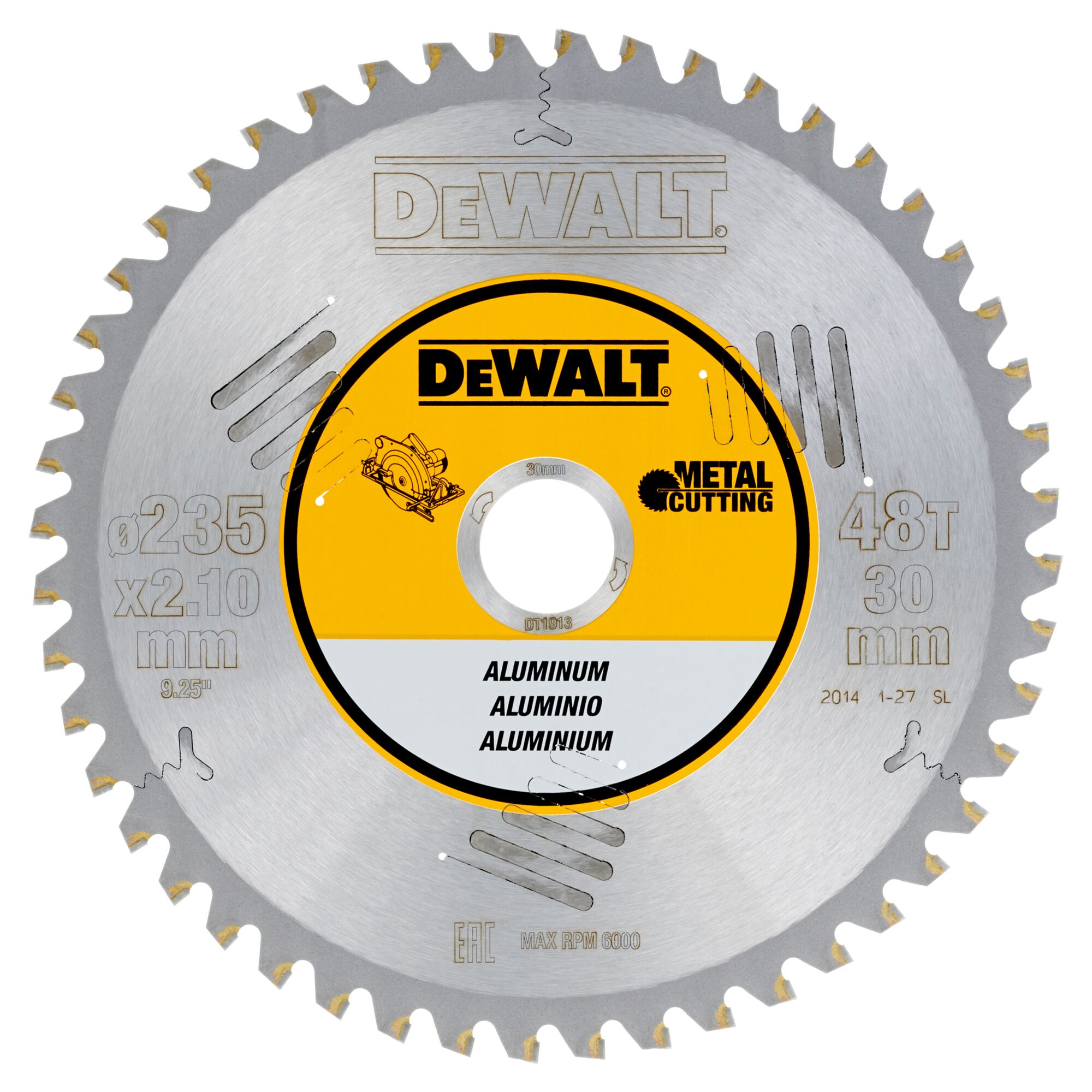 Aluminium Cutting Circular Saw Blade 235mm 48T DEWALT