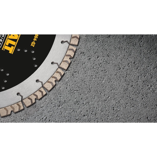Close up of segmented Elite Diamond Cutting Wheel 350 x 25.4mm