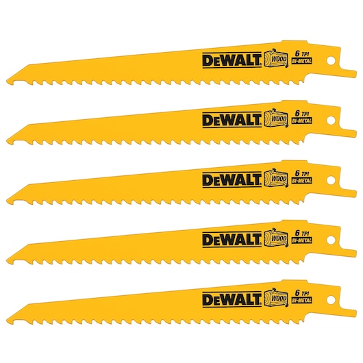 152mm 6 TPI (Wood) Bi-Metal Recip Blade (5 Pack)
