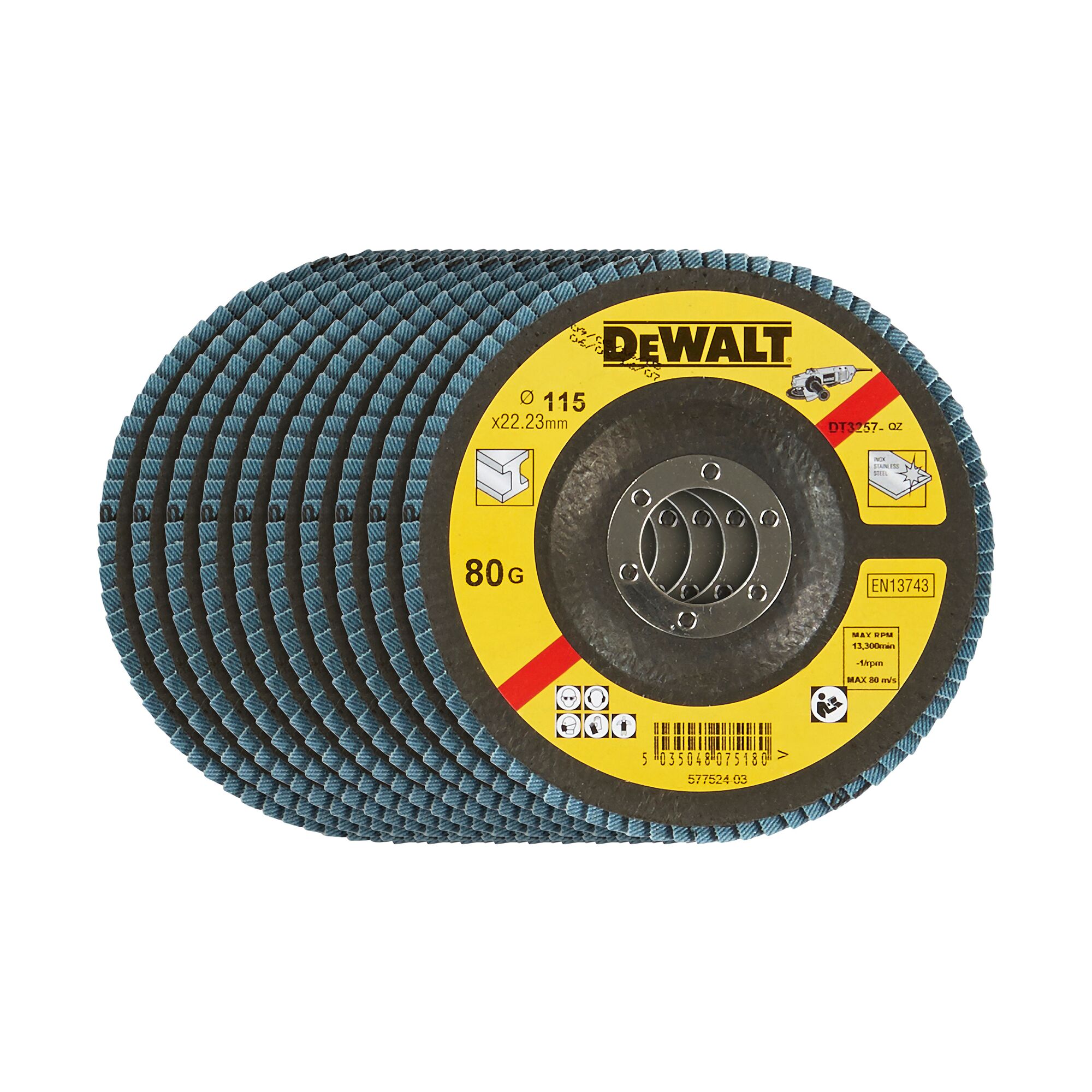 115mm 80G Zirconium Oxide Flap Disc T29 (10 Pack) | DEWALT