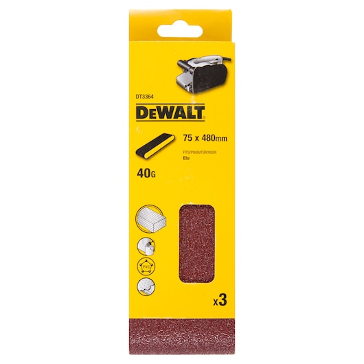 75mm x 480mm 40G Multi-Purpose Sanding Belt (3 Pack)