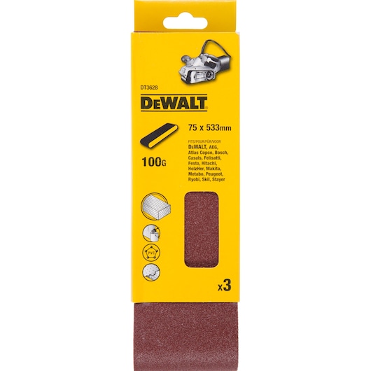 75mm x 533mm 100G Multi Purpose Sanding Belt 3 Pack