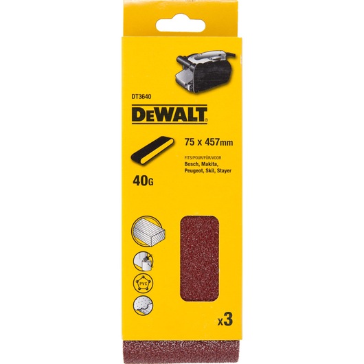 75mm x 457mm 40G Multi Purpose Sanding Belt 3 Pack