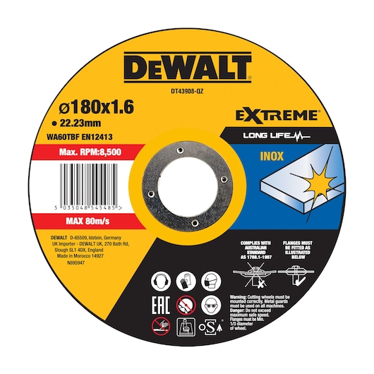 EXTREME 180 x 1.6 x 22.23mm Cutting INOX