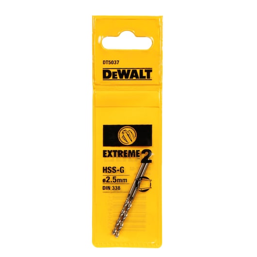EXTREME 2.5mm HSS-G Gold Ferrous Metal Drill Bit (2 Pack)