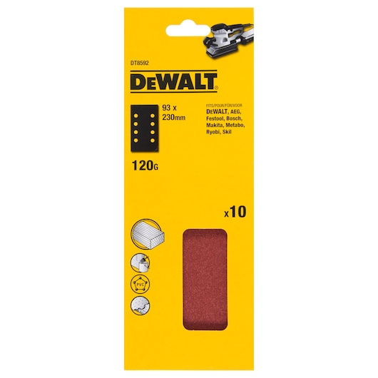 1/3 Sheet 93mm x 230mm 120G Multi Purpose Sanding Sheet 8 Hole (10 Pack)