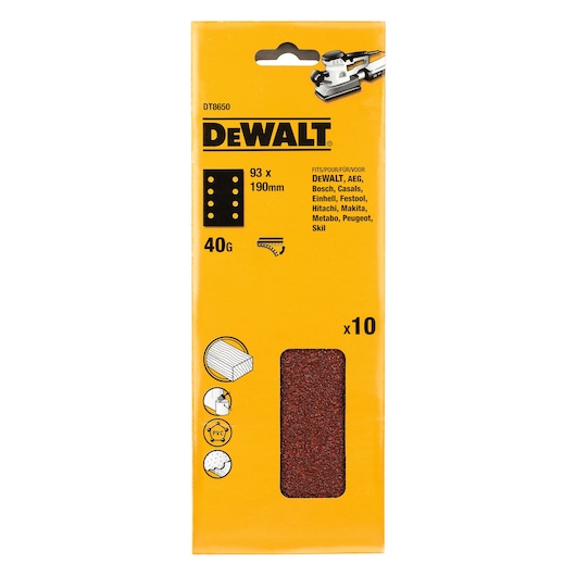 1/3 Sheet 93mm x 190mm 40G Multi Purpose Sanding Sheet 8 Hole (10 Pack)