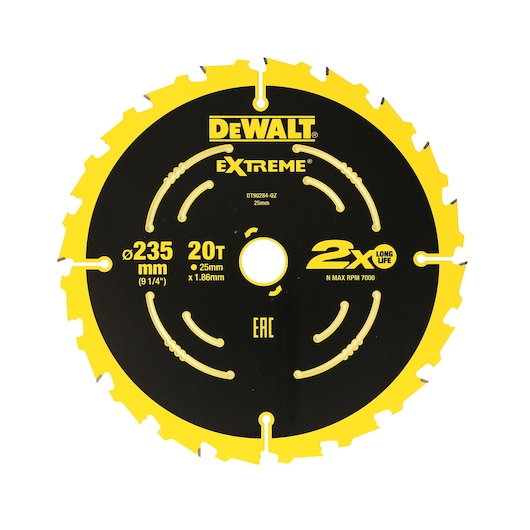 EXTREME® 2X LIFE CIRCULAR SAW BLADE 235MM X 20T (16/25MM)