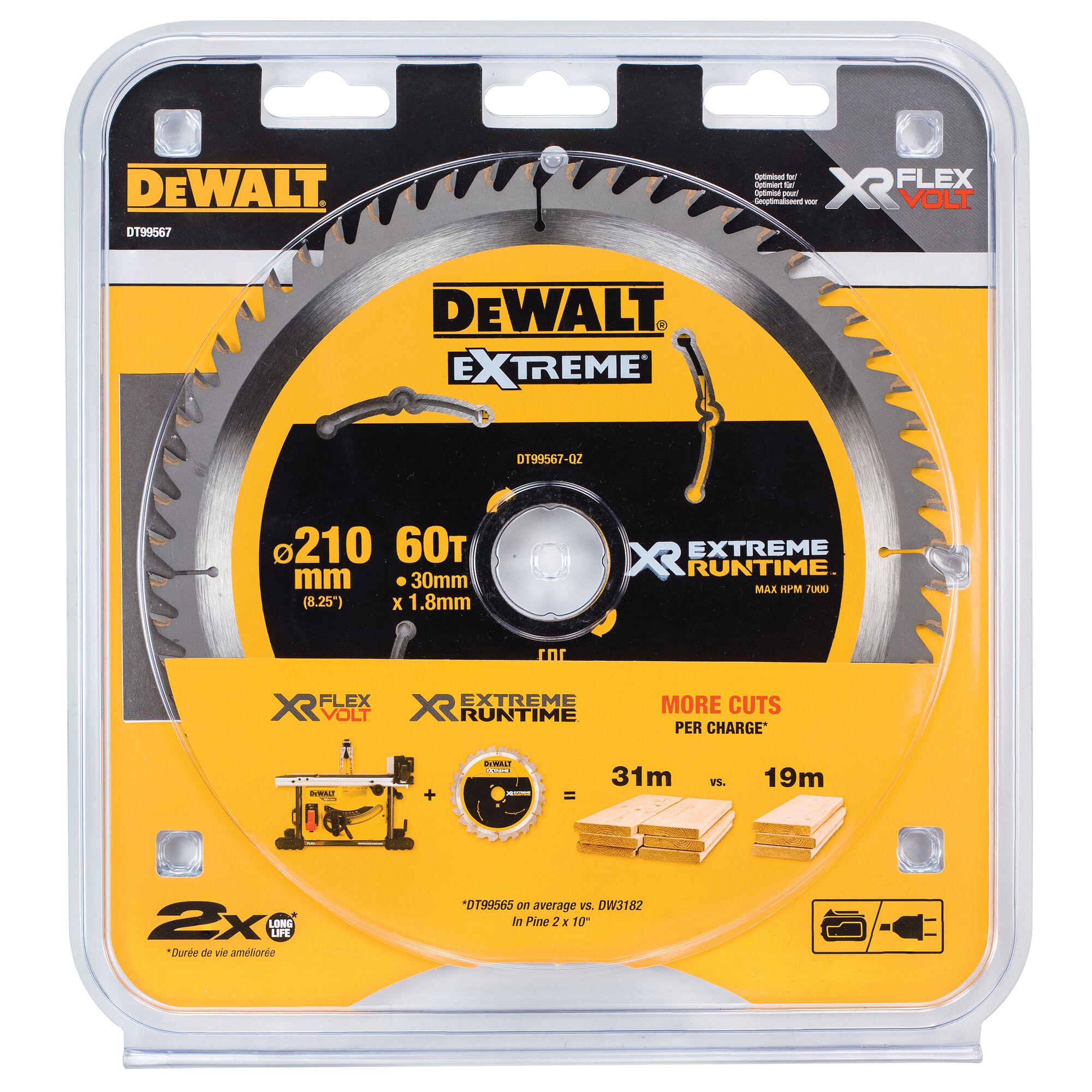 EXTREME Runtime Circular Saw Blade 210mm Bore 30mm 60T DEWALT