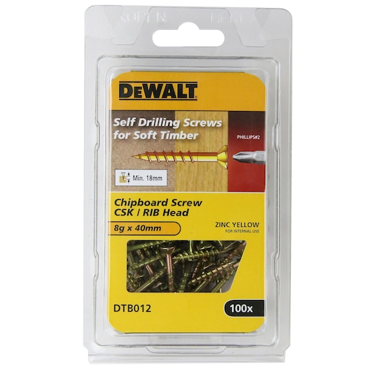 CHIPBOARD ZINC YELLOW SELF EMBEDDING HEAD Ø8 x 40 HANG