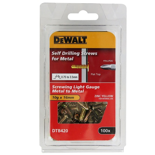 METAL SELF DRILLING ZINC YELLOW FLAT TOPS™ Ø10 x 16 HANG