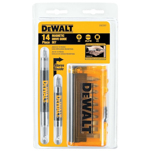 14 piece magnetic drive guide sleeve set in plastic packaging.
