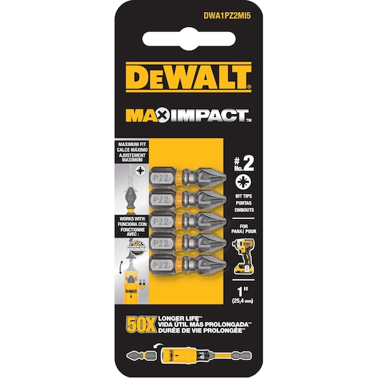 MAX IMPACT™ 25MM PZ2 INSERT BIT 5 PACK