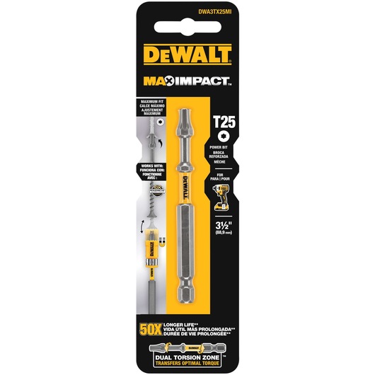 profile of Max Impact Power Bit with packaging.
